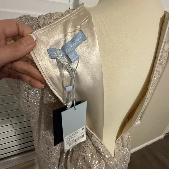 Antonio Melani x Born on Fifth “Clara” Metallic Lace Tiered Ruffle Maxi Dress - Picture 12 of 13